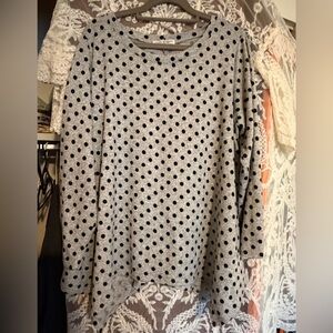 Green Envelope Gray Long Sleeve Polka Dot Tee
